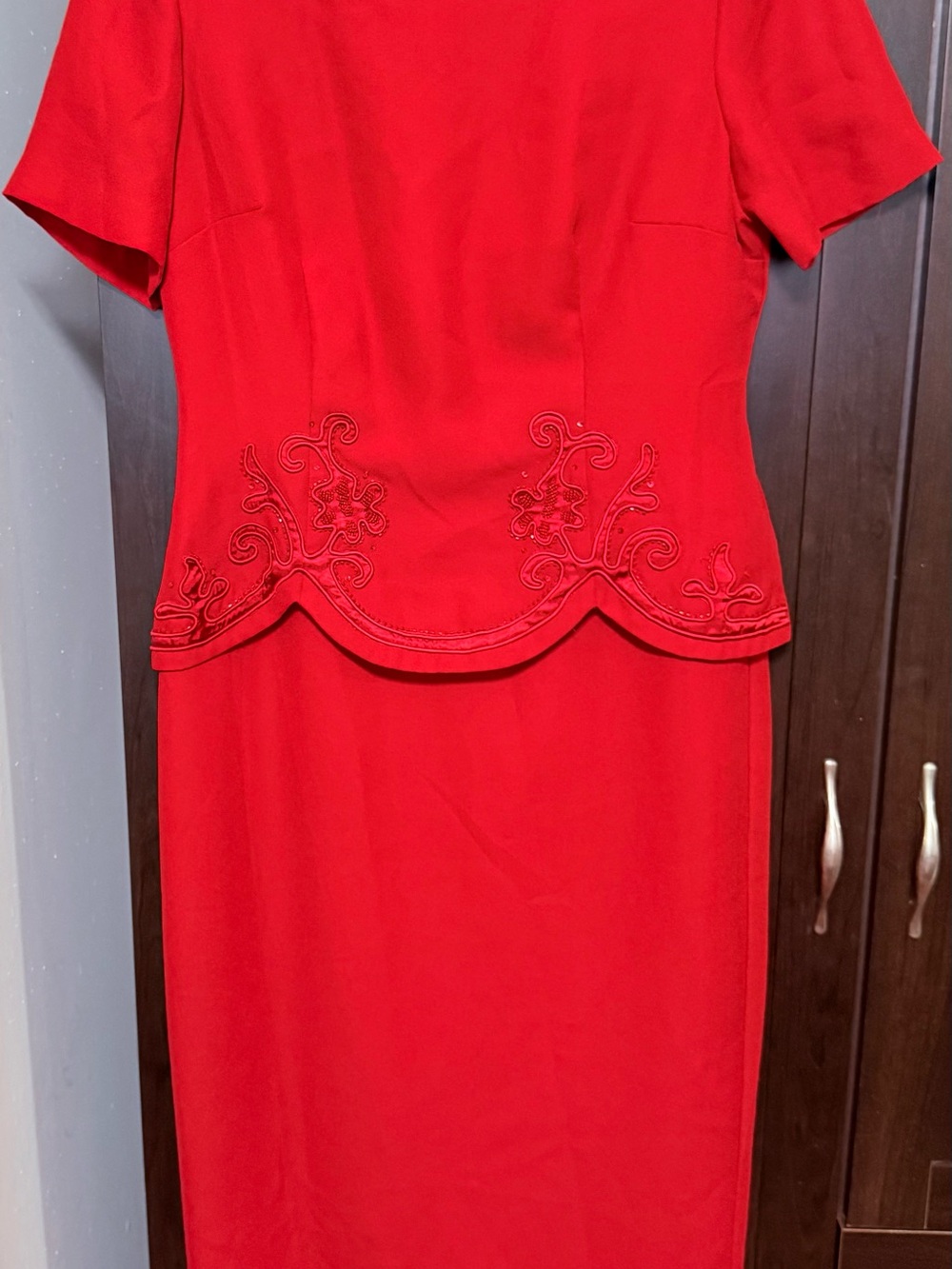 S.L. Fashions Bright Red Dress Top